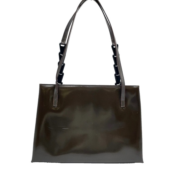 Auth Gucci Gold Hardware Patent Leather Brown Tote Bag - Picture 2 of 16